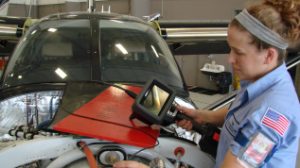 Hawkeye Video Borescope being used to inspect turbine engine